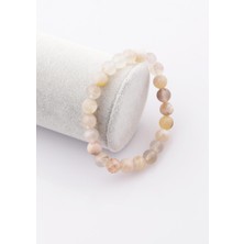 Safnaturel Sertifikalı Çiçekli Akik  Doğal Taş Bileklik 8 mm Küre Kesim Flower Agate