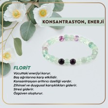 Safnaturel  Sertifikalı Florit Doğal Taş Bileklik 6 mm