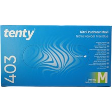 Tenty Nitril Pudrasız Mavi Eldiven M Beden 100 Adet