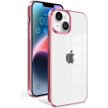 CoverZone iPhone 14 Plus ile Uyumlu Şeffaf Pürüzsüz Renkli Kenar Kılıf Special Sun Kapak Rosegold