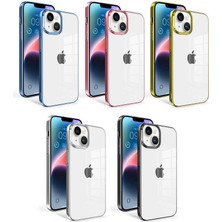 CoverZone iPhone 14 Plus ile Uyumlu Şeffaf Pürüzsüz Renkli Kenar Kılıf Special Sun Kapak Rosegold