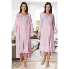 Effortt Model Pembe Sabahlıklı Lohusa Gecelik TAKIMI2425