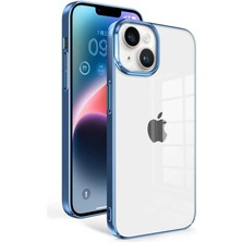 CoverZone iPhone 14 Plus ile Uyumlu Şeffaf Pürüzsüz Renkli Kenar Kılıf Special Sun Kapak Mavi Açık