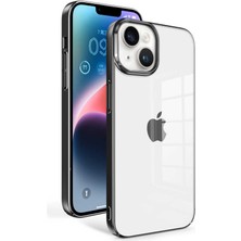 CoverZone iPhone 14 Plus ile Uyumlu Şeffaf Pürüzsüz Renkli Kenar Kılıf Special Sun Kapak Siyah