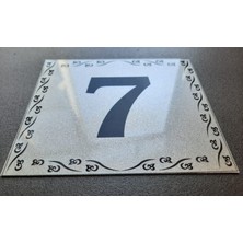 Kapı Numarası 10X12 cm  Metalik Gümüş Gri Üzeri Siyah Baskı Kendinden Yapışkanlı No:7