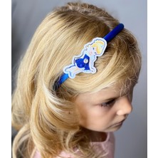 Queen Aksesuar 3D Boyutlu Hareketli Pullu Taşlı Prenses Çocuk Tacı Saten Taç Saks Mavi