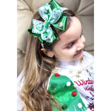 Queen Aksesuar Yeni Yıl Yılbaşı Lüks Geyik Desenli Çam Ağacı Süs Fiyonklu Kurdele Taç Kadın Çocuk Tacı