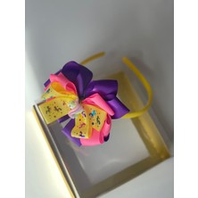Queen Aksesuar Sarı Taçlı Mor Neon Pembe Sarı Parlak Simli Unicorn Kurdele Fiyonk Taç  Unicorn Süslü Figür Anne Kız Çocuk Bebek Tacı