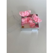 Queen Aksesuar Pembe 2' Li Kelebek Fiyonklu Kristal Taşlı Kız Çocuk Kız Bebek Pensli Toka
