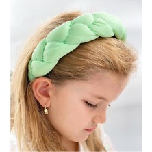 Queen Aksesuar Yeni Trend Iri Geniş Örgü Taç Çocuk Yetişkin Tacı Pastel Soft Mint Açık Su Yeşili