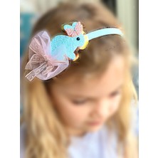 Queen Aksesuar Sevimli Mavi Simli Taşlı Tavşan Hologramlı Tüllü Parlak Taç