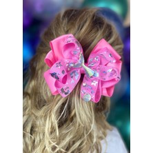 Queen Aksesuar Özel Tasarım Lüks Parlak Hologramlı Deniz Kızı Şeker Pembe Metal Otomatik Klipsli Toka