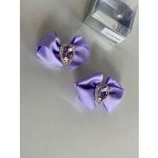 Queen Aksesuar Mor 2' Li Kristal Taşlı  Bebek Ler Için  Pensli Toka