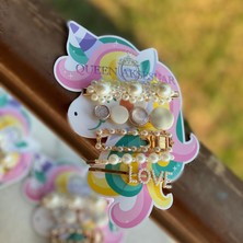 Queen Aksesuar Trend Moda Yeni Taşlı Parlak Incili Kalp Love Sedef  Yan Toka