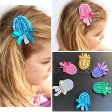 Queen Aksesuar Büyük Lüks Özel Tasarım Simli Pullu Renkli Şeker Dondurma Toka Seti Pembe Mor Mavi Yeşil Sarı