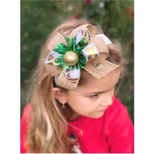 Queen Aksesuar Yeni Yıl Yılbaşı Lüks Özel Tasarım Yetişkin Çocuk Tacı Toplu Fiyonklu Taç Saten Gold Altın