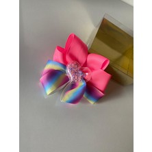 Queen Aksesuar Neon Pembe Şeffaf Kalp Figürlü Kız Çocuk Bebek  Doğum Günü Hediye  Pensli Toka