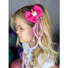 Queen Aksesuar Unicorn Fiyonklu Pembe Mavi Sarkıt Çocuk Saç Postiş Toka