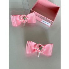 Queen Aksesuar Pembe 2' Li Mini  Lolipop Süslü Kız Çocuk Bebek  Doğum Günü Hediye  Pensli  Toka