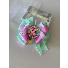 Queen Aksesuar Su Yeşili  Renkli Ice Dondurma Simli Pullu Balon Metal Pensli Toka  Anne Kız Çocuk