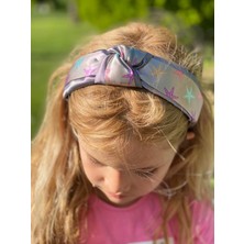 Queen Aksesuar Yaz Modası Trend Düğümlü Saten Taç Kadın Çocuk Tacı Deniz Yıldızı Desen Gri