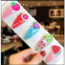 Queen Aksesuar Bebek Çocuk Pullu Meyveli 5li Çıtçıt Toka Seti Çilek Karpuz Kivi Üzüm