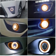 STS Oto Aksesuar Universal Mercekli LED Angel Sis Farı, 76MM Turuncu