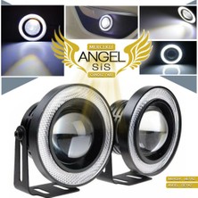 STS Oto Aksesuar Universal Mercekli LED Angel Sis Farı, 76MM Beyaz Renk