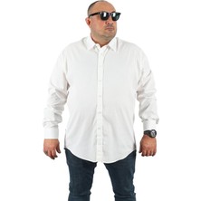 Starbattal Büyük Beden Erkek Gömlek Beyaz Regular Fit Günlük Stil Uzun Kol Punteado