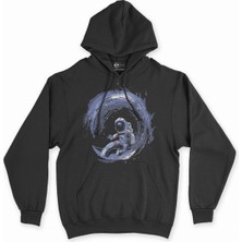 Cix Sörfçü Astronot Siyah Sweatshirt Hoodie