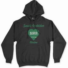 Cix Medine Suudi Arabistan Bayraklı Kalpli Siyah Sweatshirt Hoodie