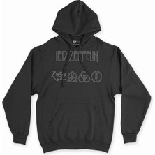 Cix LED Zeppelin Logo Tasarım Siyah Sweatshirt Hoodie