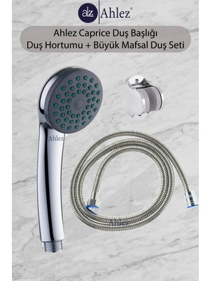 Ahlez Caprice Duş Başlığı + Duş Hortumu + Büyük Mafsal Duş Takımı Duş Seti