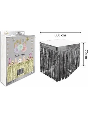 Patladı Gitti Metalize Masa Eteği Siyah 70X300 cm