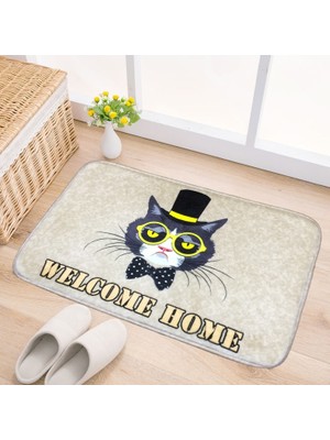 SZYKD Kedi ve Köpek Deseni Flanel Dikdörtgen Banyo Halı, Boyut: 50*80CM (Yurt Dışından)