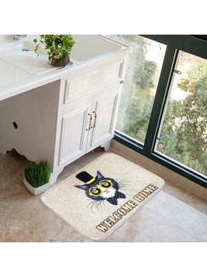 SZYKD Kedi ve Köpek Deseni Flanel Dikdörtgen Banyo Halı, Boyut: 50*80CM (Yurt Dışından)