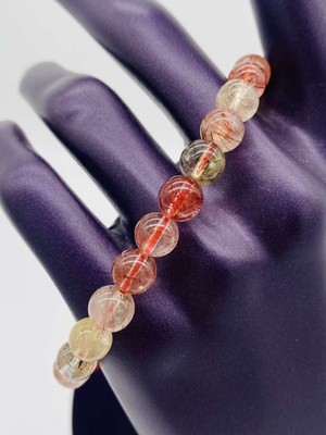 Safnaturel  Sertifikalı Altın Rutilli Kuvars-Doğal Taş Bileklik-8mm