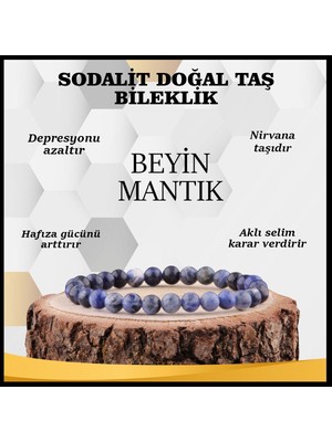 Safnaturel  Sertifikalı Sodalit Doğal Taş Bileklik 8 mm