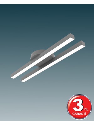 Hegza Lighting Mellızo ( Gri Kasa, Beyaz Işık ) Ledli Modern Plafonyer LED Avize, Salon, Mutfak, Oturma Odası