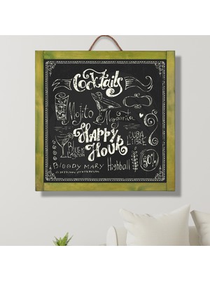Çanakcı Ahşap Ev Dekorasyon Ahşap Yazı Tahtası Kara Tahta Duvar Süsü Duvar Dekoru 60 x 60 cm