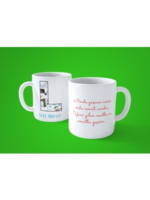 Hesaplısı Burada Yeni Yıla Özel Isimli Kardan Adamlı L Harf Baskılı Kupa Bardak