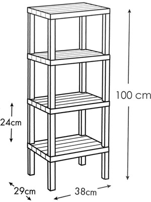 Liuwa Vesken 4 Katlı Ahşap Görünümlü Raf Çok Amaçlı Lıuves