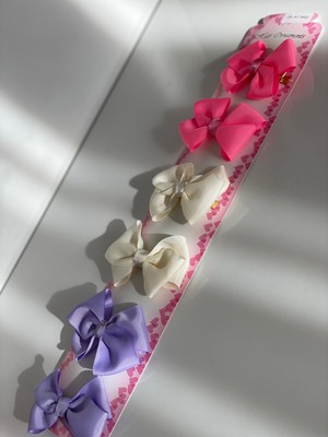 Queen Aksesuar Neon Pembe  Krem Lila 6' Lı Mini  Kız Çocuk Bebek  Doğum Günü Hediye  Pensli  Toka Seti