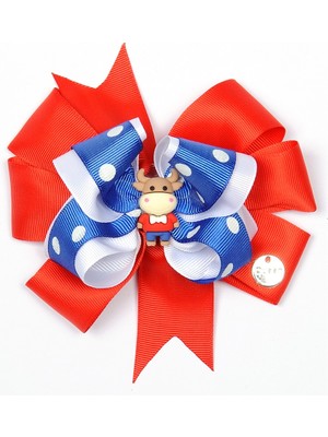 Queen Aksesuar Özel Tasarım Fiyonk Kırmızı Lacivert Puantiyeli Cow Inek Model Otomatik Klipsli Toka