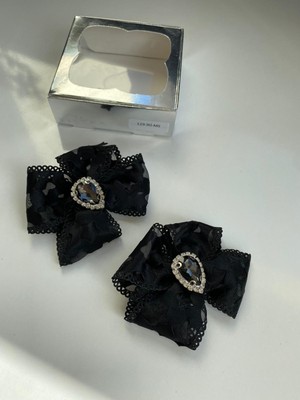 Queen Aksesuar Siyah 2' Li Kristal Taşlı Kız Çocuk Kız Bebek Pensli Toka