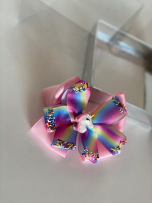 Queen Aksesuar Açık Pembe Unicornlu Gökkuşağı  Kız Çocuk Bebek  Doğum Günü Hediye  Klipsli Toka