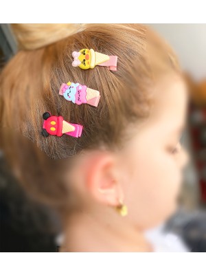 Queen Aksesuar Mini Kornet Dondurma Ice 3 Lü Bebek Toka Seti Pensli