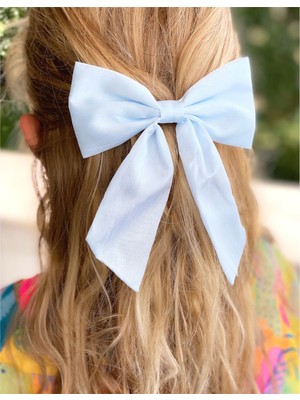 Queen Aksesuar Moda Trend Organze Parlak Kuyruk Fiyonklu Metal Klipsli Toka Buz Mavisi