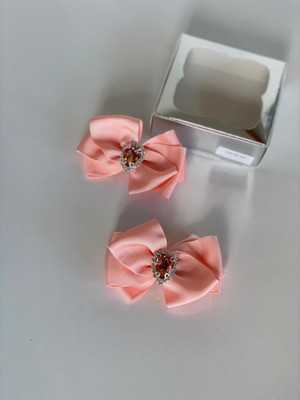 Queen Aksesuar Yavruağzı 2' Li Kristal Taşlı Kız Çocuk Kız Bebek Pensli Toka