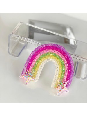 Queen Aksesuar Parlak Simli Büyük Gökkuşağı Yıldızlı Süslü Toka Özel Üretim Seri